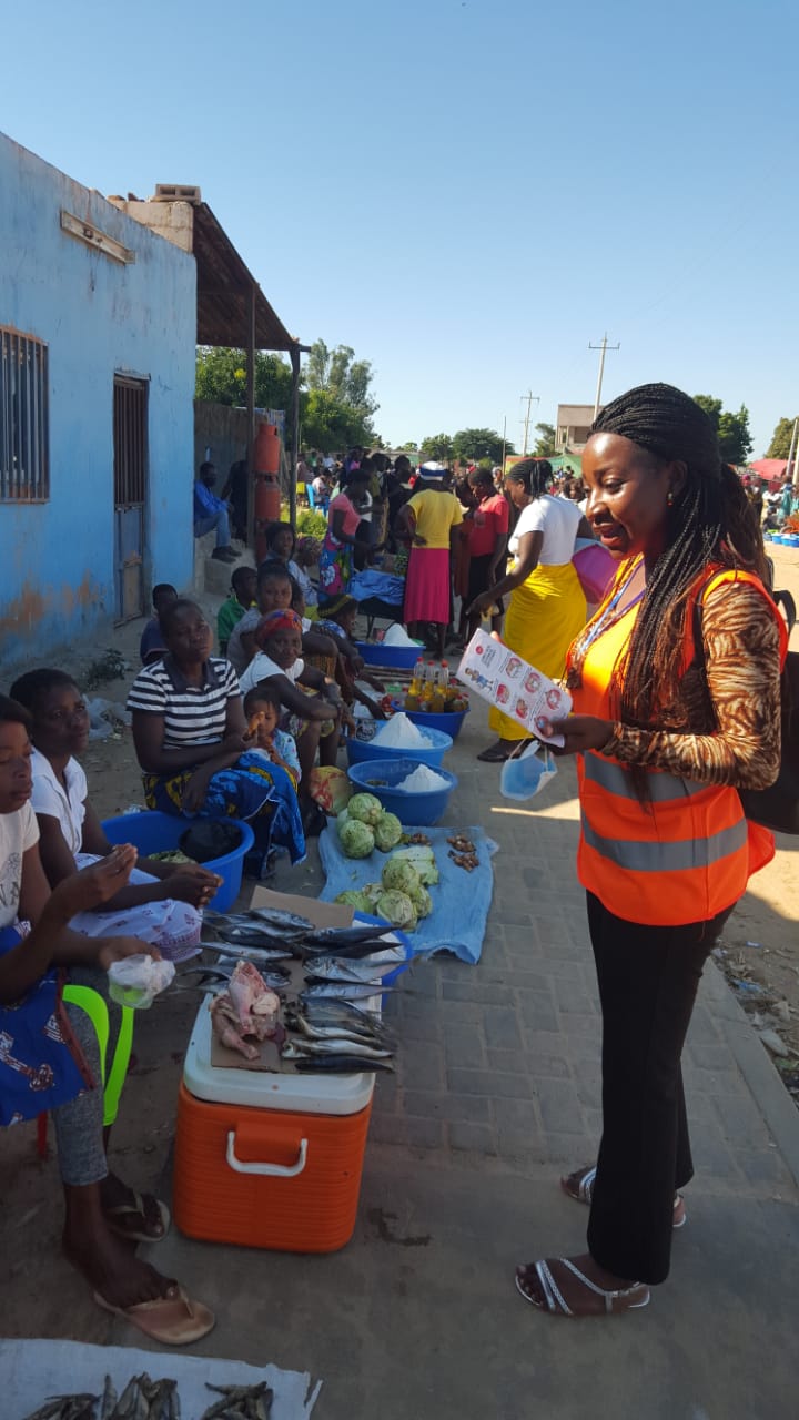 Activists at Castilho Menongue Market Raising Awareness On Covid 19 Among Around 380 Street Sellers and helping them with practical ways to comply with the State Of Emergency