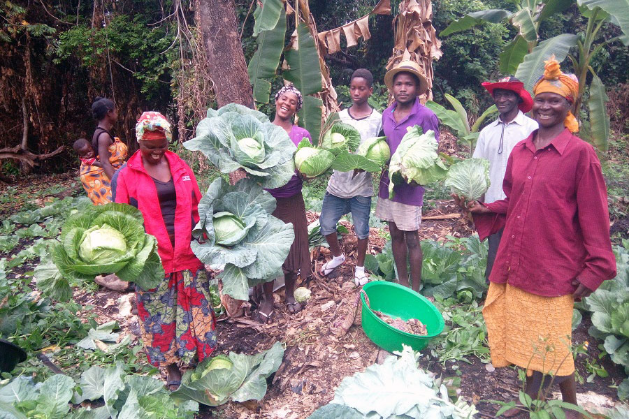 Os Agricultores mostram uma grande alegria os seus rostos 900x600