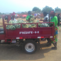 A mota de três rodas (Cupapata) é uma grande ajuda para os membros do Clube para colocar seus produtos no mercado. Membros dos Clubes de Mulheres Agricultoras no Cuanza Sul com seus produtos agrícolas.