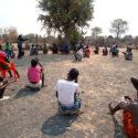 A monthly meeting with a presentation of plans for the coming period for Farmers Field School members in Caco, Gambos.